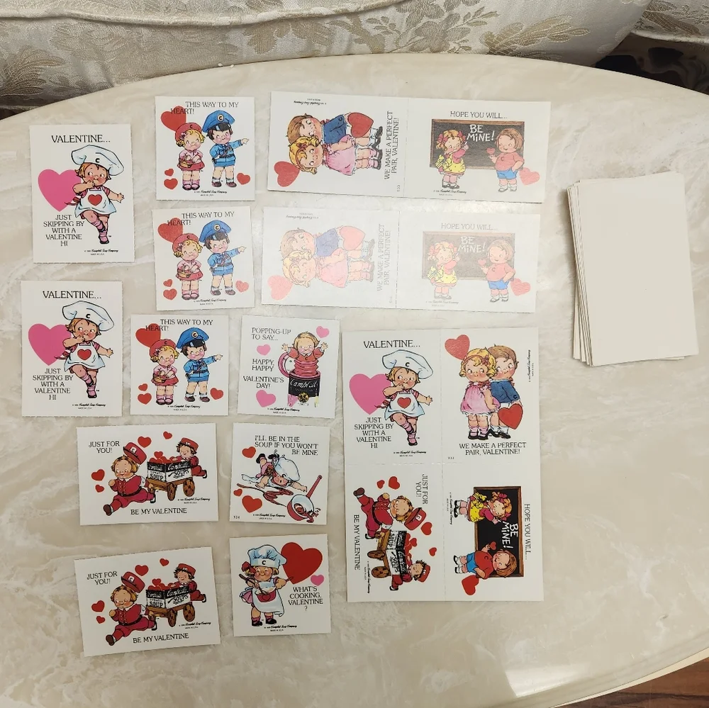 Vintage 1989 Campbells Kids Valentines Lot Of 18 Valentines + 2 Extras On Box